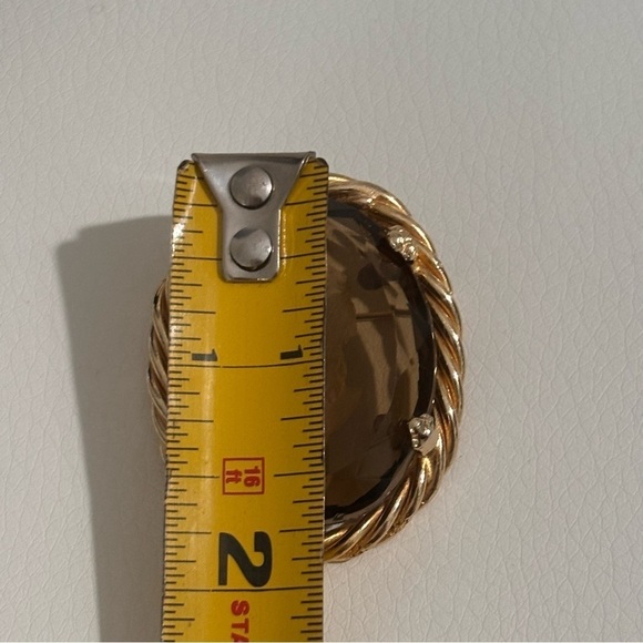 Vintage topaz Faceted Glass Oval Intaglio Ring - Picture 7 of 12